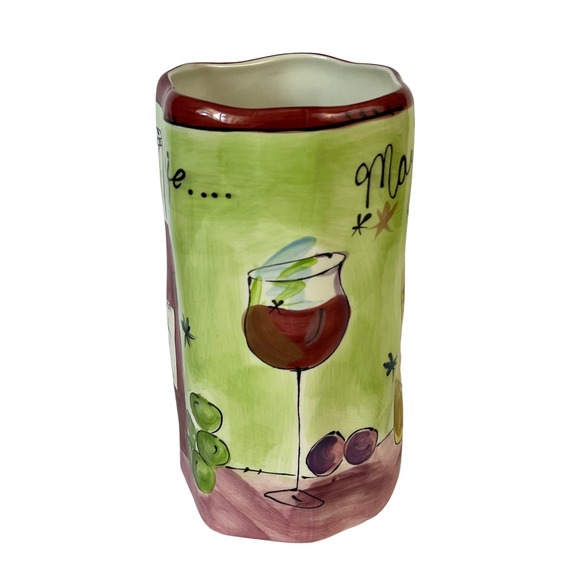 Julia Junkin Ceramic Wine Bottle Holder Cooler Vase May Abundance Fill Your Life - Picture 5 of 6